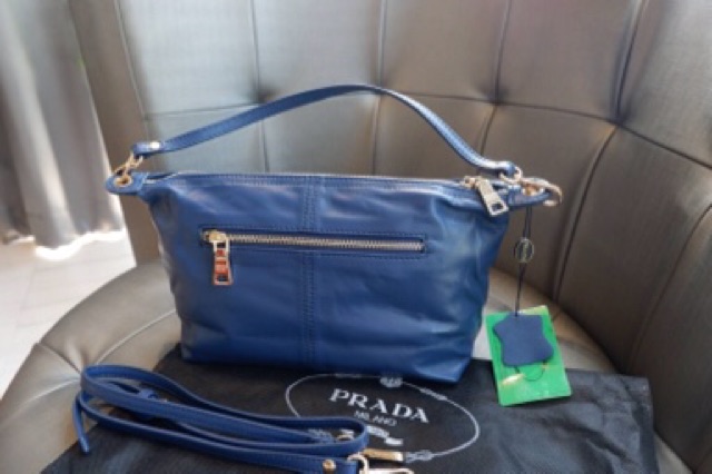 หนังแกะแท้-prada-พรีเมี่ยมกิ้ฟจากเคาเตอร์ต่างประเทศ-สีน้ำเงิน