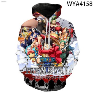 เสื้อกันหนาวมีหมวกลายการ์ตูนดิจิตอล 3 D One Piece