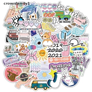 [crownfamily1] สติกเกอร์ ลายการ์ตูนน่ารัก กันน้ํา 50 ชิ้น 2021