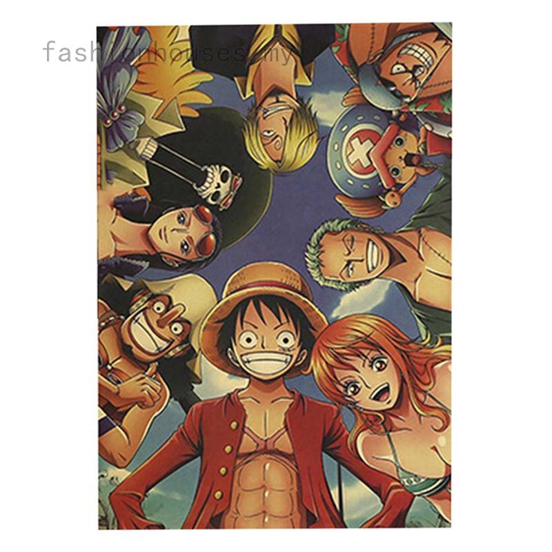 โปสเตอร์กระดาษคราฟท์ ลาย One Piece B สไตล์คลาสสิก เรโทร สําหรับตกแต่งบ้าน