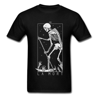 [S-5XL] เสื้อยืดแขนสั้น พิมพ์ลายโครงกระดูก Death Skull สีดํา สไตล์ฮิปฮอป โกธิค แฟชั่นฤดูร้อน สําหรับผู้ชาย