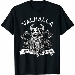 เสื้อยืดวินเทจเสื้อยืด ผ้าฝ้าย พิมพ์ลาย Viking Valhalla Sons Of Odin Norse Nordish โอเวอร์ไซซ์ สําหรับผู้ชายS-4XL