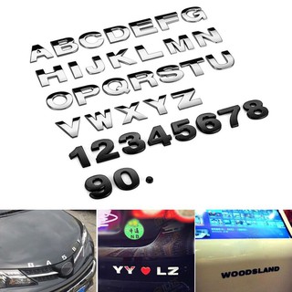 สติกเกอร์ติดรถยนต์ รูปตัวอักษรภาษาอังกฤษและตัวเลข 3D สำหรับตกแต่ง