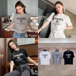 ☞ Chanel เสื้อยืด คอกลม ชาแนล สกรีนลายนูน ผ้าคอตตอนเนื้อดี