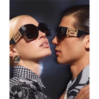 Versace แว่นตากันแดด ทรงสี่เหลี่ยม ลายเสือดาว หรูหรา สีดํา แฟชั่นใหม่ สําหรับสตรี UV400 2022