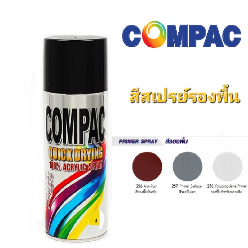 ภาพหน้าปกสินค้าCOMPAC สีสเปรย์อคีลิค 100% สีรองพื้น 400CC