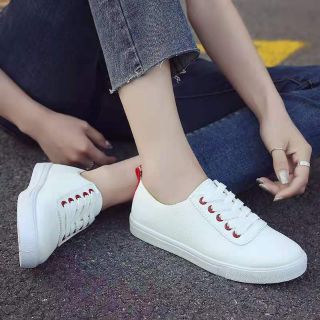 สินค้า (ใส่โค้ด33JLWS15)รองเท้าผ้าใบแฟชั่นแบบสวมผู้หญิง ดีไซด์เกาหลี น้ำหนักเบา พื้นนิ่ม สบายเท้า มี 2 สี H120