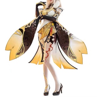 Game Genshin Impact Cosplay NINGGUANG Costume Halloween Party Dress For Girls Full Set and Wig