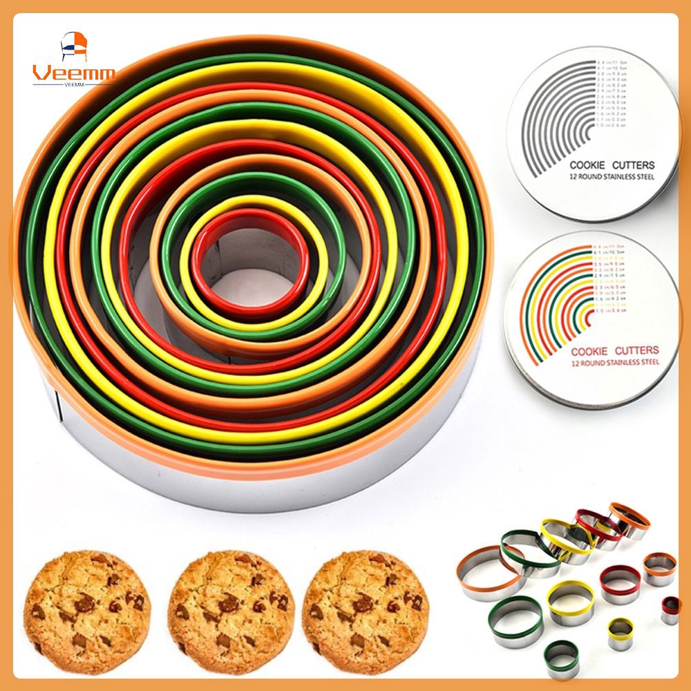 【Fast Delivery】 12pcs/set Round Cookie Cutter Circle Biscuits Cutters