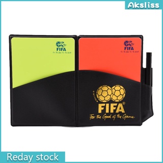 AKS Football Referee Tool Sport Football Soccer Referee Wallet Notebook with Red Card Yellow Card with PU Cover + Pen