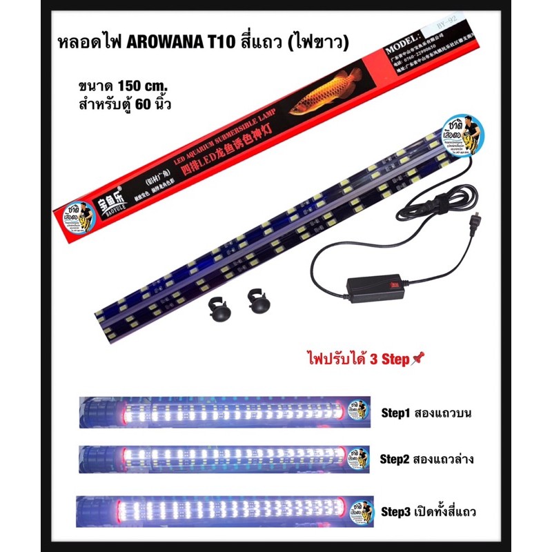 baoyule-led-lamp-หลอดไฟขาวล้วน-t10-หลอด4แถวใช้สำหรับตู้ปลา-บ่อปลา-ขนาด-150-cm-ตู้-60-นิ้ว