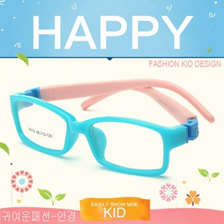 KOREA แว่นตาแฟชั่นเด็ก แว่นตาเด็ก รุ่น 8819 C-3 สีฟ้าขาชมพูข้อฟ้า ขาข้อต่อที่ยืดหยุ่นได้สูง