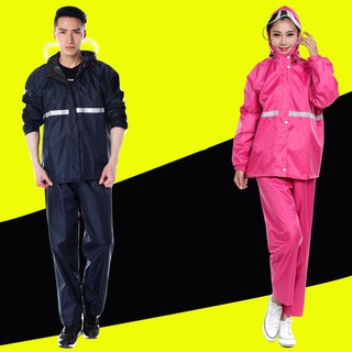 สินค้า New Alitech ชุดกันฝน เสื้อกันฝน สีกรมท่า มีแถบสะท้อนแสง รุ่น หมวกติดเสื้อ Waterproof Rain Suit