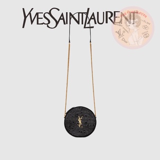 Shopee ราคาล่าสุด : ของแท้ 100% 🎁 Yves Saint Laurent Brand New VINYLE Crocodile Embossed Patent Leather Round Camera Bag