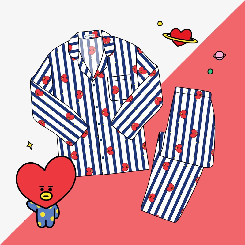 ซื้อหนึ่งแถมหนึ่ง-ชุดนอนแขนยาว-ลายการ์ตูน-bt21