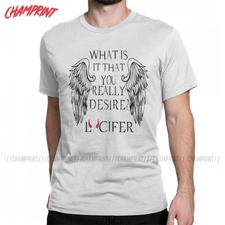 เสื้อยืดแขนสั้น พิมพ์ลายกราฟฟิค What Is It That You Really Desire Lucifer แฟชั่นคู่รัก สําหรับผู้ชาย และผู้หญิง