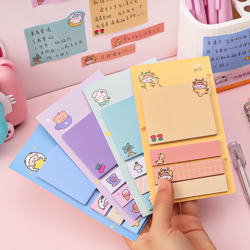 พร้อมส่ง-เซ็ท-sticky-note-กระดาษโน้ตมีกาวในตัว-แผ่นใหญ่-1-แผ่นเล็ก-3-ทั้งเซ็ทมีกระดาษจำนวน-80-แผ่น-น่ารักและคุ้มมากๆ