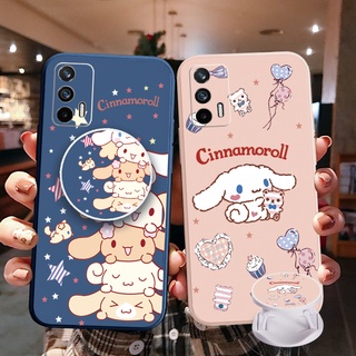 เคสโทรศัพท์มือถือ ขอบสี่เหลี่ยม ป้องกัน ลาย Cinnamoroll พร้อมแหวนขาตั้ง สําหรับ OPPO A16 A94 A53 A15 A12 AX7 A52 A72 A92 A74 A54 5G