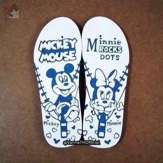 รองเท้าแกะลาย | ลาย Mickey-Minnie 2 | ช้างดาว ของแท้ | Handmade | (Pre-พรีออเดอร์)