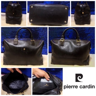 👝: PIERRE CARDIN Black Leather Boston Bag แท้💯%