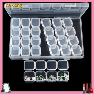 Daixiong Clear Plastic 28 Slots Jewelry Beads Art Nail Tools Storage Box Case Organizer