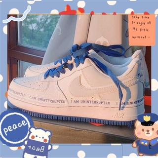 ภาพหน้าปกสินค้าNK AIR FORCE 1 รองเท้าผ้าใบสะท้อนแสงสีน้ำเงินและสีขาว ที่เกี่ยวข้อง