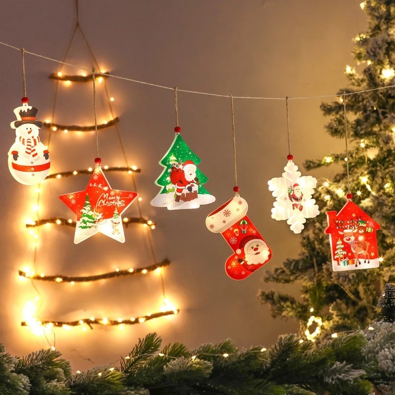 โคมไฟแขวนตกแต่งต้นคริสต์มาส-รูปการ์ตูนเกล็ดหิมะ-ซานตาคลอส-สําหรับตกแต่งบ้าน