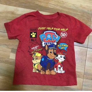 พาว พาโทรล เสื้อยืดแขนสั้นพิมพ์ลายกราฟิกเด็กแฟชั่นสบายสไตล์สตรีทเสื้อยืดผ้าฝ้ายแท้