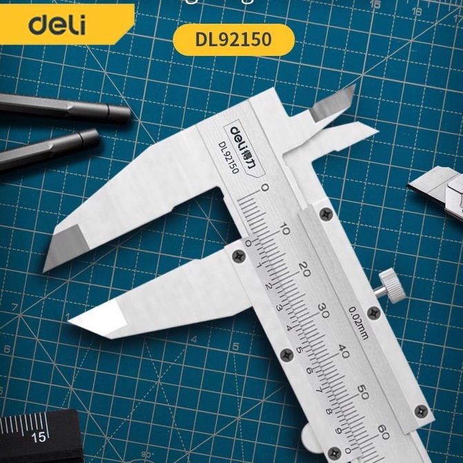 deli-เวอร์เนียร์-ตัวเครื่องสแตนเลส-ตัวเครื่องโลหะ-พร้อมถ่าน-เวอเนีย-เวอเนียร์-vernier-caliper