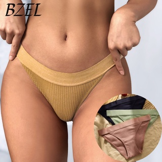 Bzel กางเกงชั้นใน ผ้าฝ้าย แบบนิ่ม ลายทาง ระบายอากาศ ใส่สบาย เซ็กซี่ เป็นมิตรกับผิว 6 สี สําหรับผู้หญิง