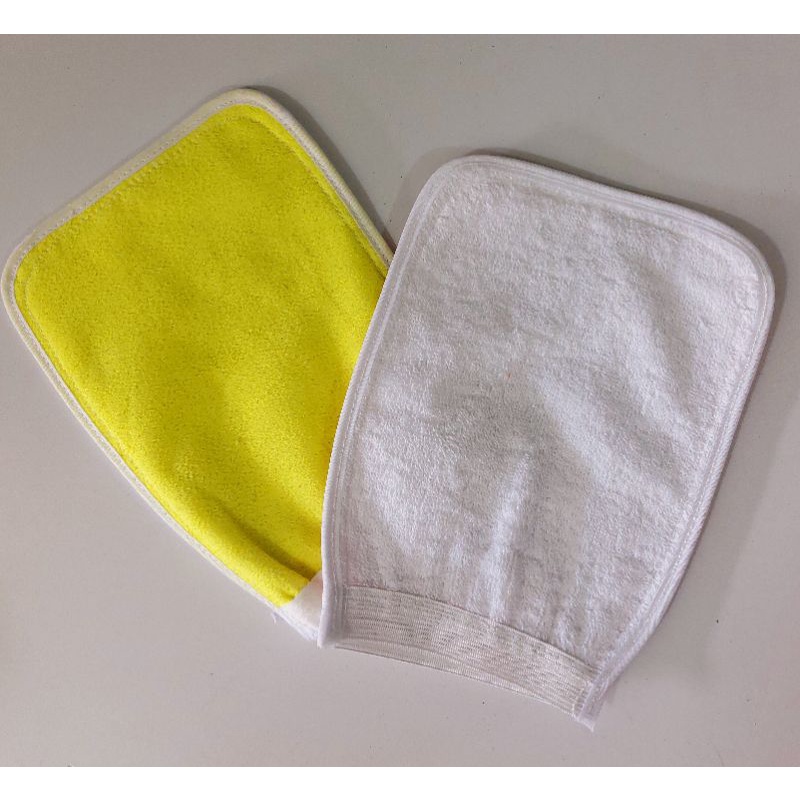 ถุงมือผ้าล้างรถ-เช็ดล้าง-เนื้อผ้าขนหนู-มี-5-สี-เหลือง-เขียว-ส้ม-ชมพู-ฟ้า