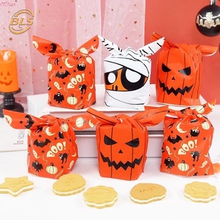 50 ชิ้น / แพ็ค DIY การ์ตูนฮาโลวีนหูกระต่ายขนมขบเคี้ยวบิสกิตถุงบรรจุภัณฑ์ / เด็กโปรดปรานถุงขนมฮาโลวีนปาร์ตี้อุปกรณ์