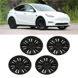 ARIONZA 4PCs Wheel Hub Cap 19in Glossy Black High Strength Textured Design Replacement for Tesla Model Y 2020‑2023