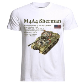 [S-5XL]เสื้อยืดลําลอง แขนสั้น พิมพ์ลาย M4A4 Sher Tank Panzer Armure WW2 Army War USA สําหรับผู้ชาย 218116