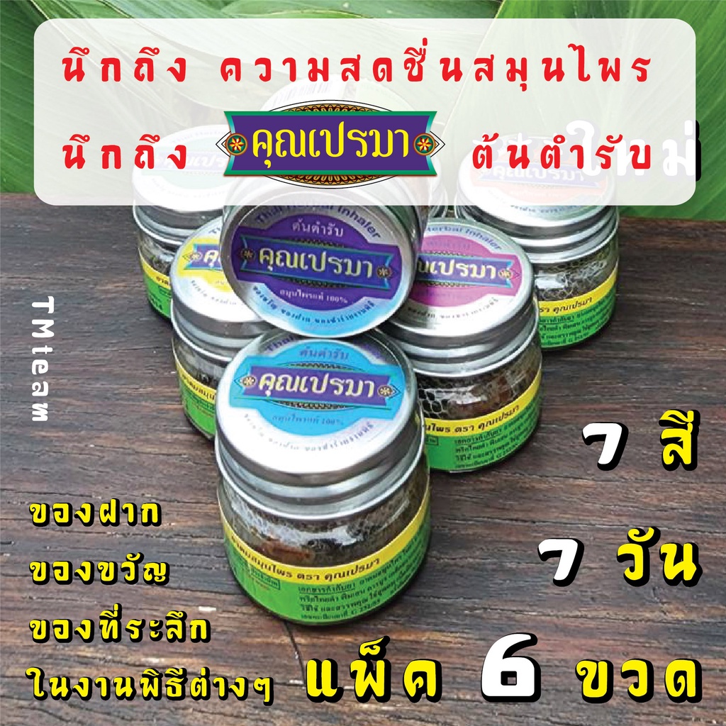 ภาพสินค้ายาดมคุณเปรมา แพ็ค 6 (ขวดแก้ว) ต้นตำรับ กลิ่นหอมสดชื่นสมุนไพร จากร้าน tmteam279 บน Shopee ภาพที่ 1