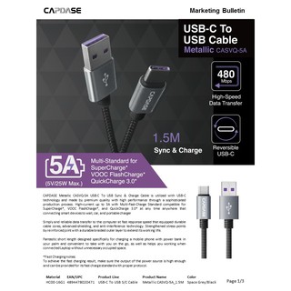 สายชาร์จ USB TO USB C CABLE  METALLIC 5A  #สินค้าพร้อมส่งและเคลมจากไทย #ราคาปลีกและส่ง