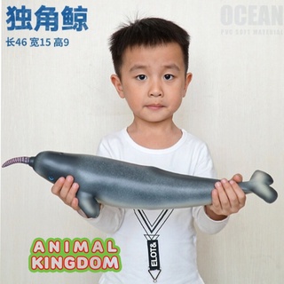 Animal Kingdom - โมเดลสัตว์ ปลาวาฬยูนิคอร์น ขนาด 41.00 CM แบบนิ่ม (จากสงขลา)