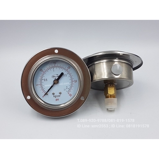 DENKI PRESSURE GAUGE หน้าปัด 2.5" เกลียว 1/4" มีปีก/ไม่มีน้ำมัน DKP-T