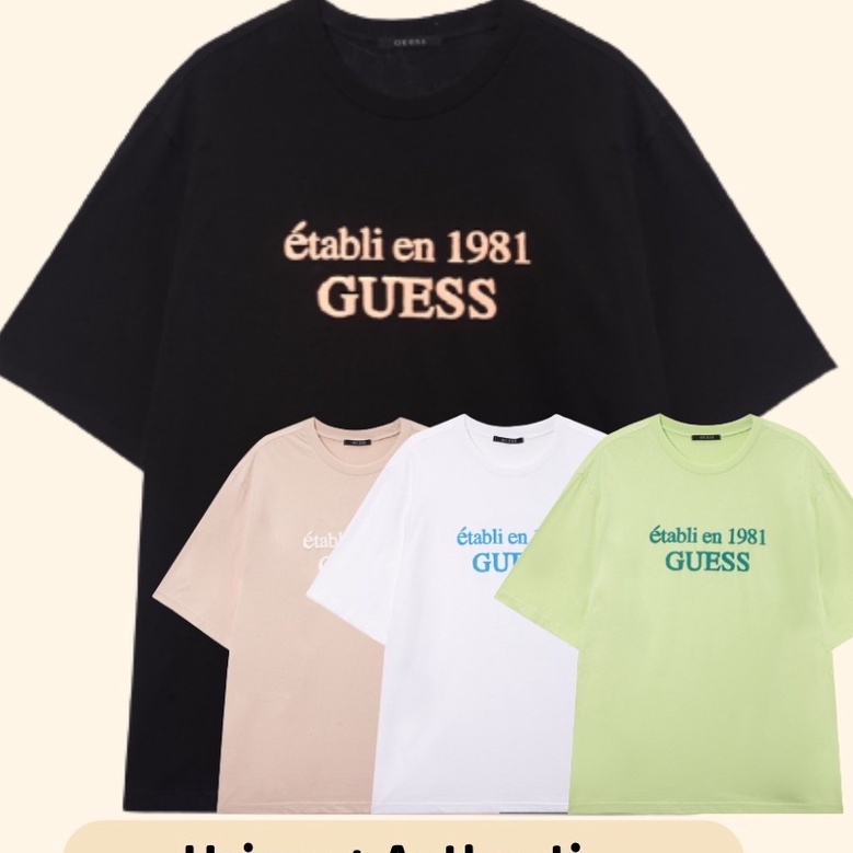 เสื้อยืดสีขาวguess-เสื้อยืดแขนสั้น-ทรงหลวม-พิมพ์ลาย-guess-สไตล์เกาหลี