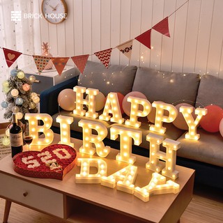 BRICK HOUSE ไฟตัวอักษรภาษาอังกฤษ / ไฟประดับตกแต่ง LED Light Up Letter ( HAPPY BIRTH DAY ) ( 13 ตัวอักษร )