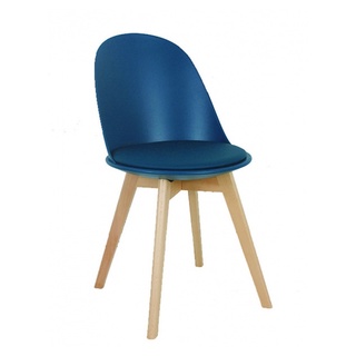 Pulito เก้าอี้พลาสติกเบาะหนังขาไม้ PP-692-01-G05 ขนาด 55.5x46.5x86ซม.สีฟ้าน้ำทะเล
