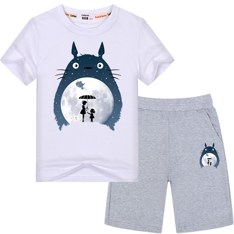 ภาพหน้าปกสินค้าเสื้อยืดลายการ์ตูน Totoro + กางเกงขาสั้น 2 ชิ้นสำหรับเด็ก