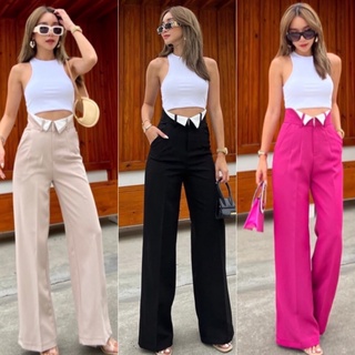 Monaco high-waist pant  กางเกงพับเอวขากระบอกใหญ่🔥พร้อมส่ง