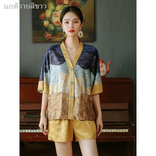 ❤หญิง💌♀✟Women Pajama silk Sleepwear loose Casual Leisure luxury Lingerie11