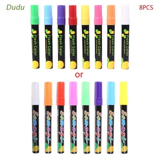 Dudu 8 Colors Highlighter Fluorescent Liquid Chalk Marker Neon Pen For LED Writing Board Blackboard Glass Painting Graffiti Office Supply