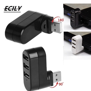 Ecily อะแดปเตอร์ฮับ USB 3.0 หมุนได้ ความเร็วสูง 3 พอร์ต USB 2.0 อุปกรณ์เสริม สําหรับคอมพิวเตอร์ PC แล็ปท็อป Mac Mini