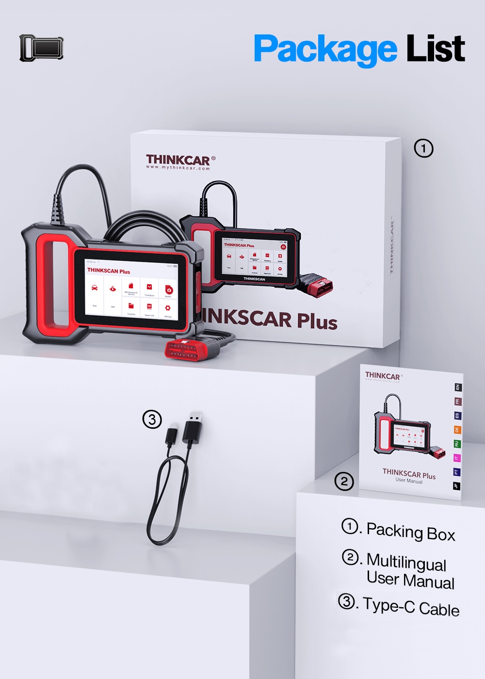 Thinkcar Thinkscan Plus S2 OBD2 เครื่องสแกนเนอร์วินิจฉัยรถยนต์ OBDII ฟั ...