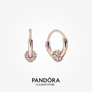 Pandora ต่างหูห่วงลูกปัด ลายดอกกุหลาบ diy p526