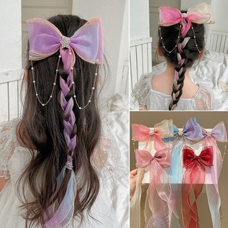 เครื่องประดับ กิ๊บติดผม ประดับโบว์ แต่งพู่น่ารัก แฟชั่นสไตล์เกาหลี สําหรับเด็ก