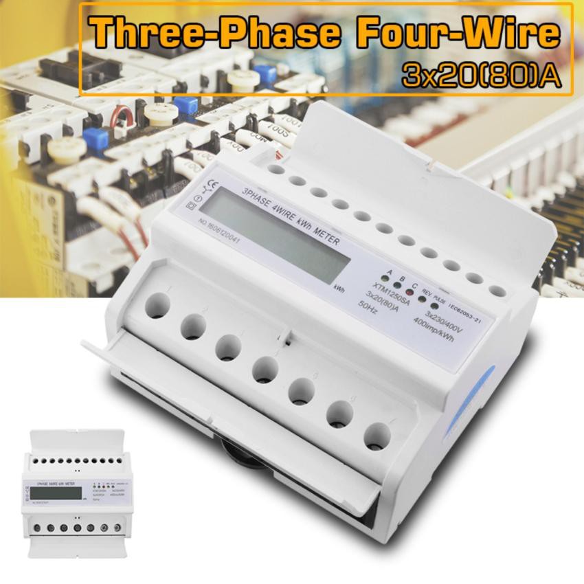 Oubit 3-Phase Digital Power Meter | DIN Rail Mount Energy Monitor For Home (80A Max, 50Hz)